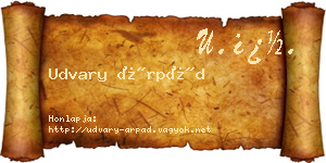 Udvary Árpád névjegykártya